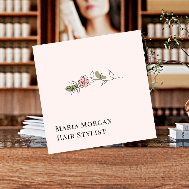 Minimal Rose Hair Stylist Business Card | Elegant  (Creator Uploaded)