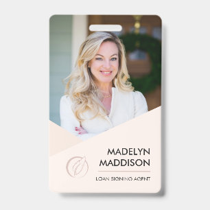 Minimal Rose Photo Notary Signing Agent Badge ID Badge