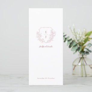 Minimal Rose Pink Cherry Blossom Monogram Crest  Menu