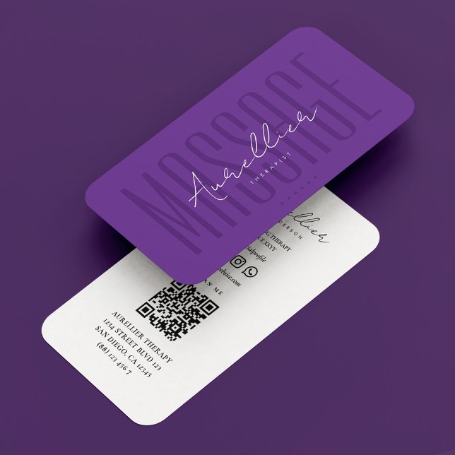 Minimal Royal Purple Podiatrist Massage Therapist  Business Card (Creator Uploaded)