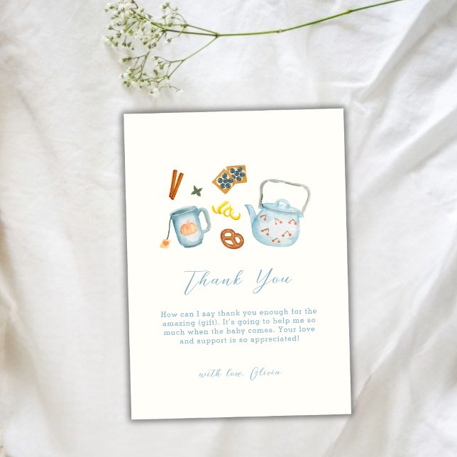 Minimal Rustic Par-Tea Cookie Baby Shower Thank You Card (Minimal Rustic Par-Tea Cookie Baby Shower Thank You Card)