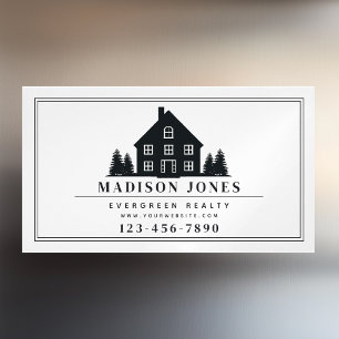 Minimal Rustic Real Estate Agent House Photo Busin Magnetic Business Card