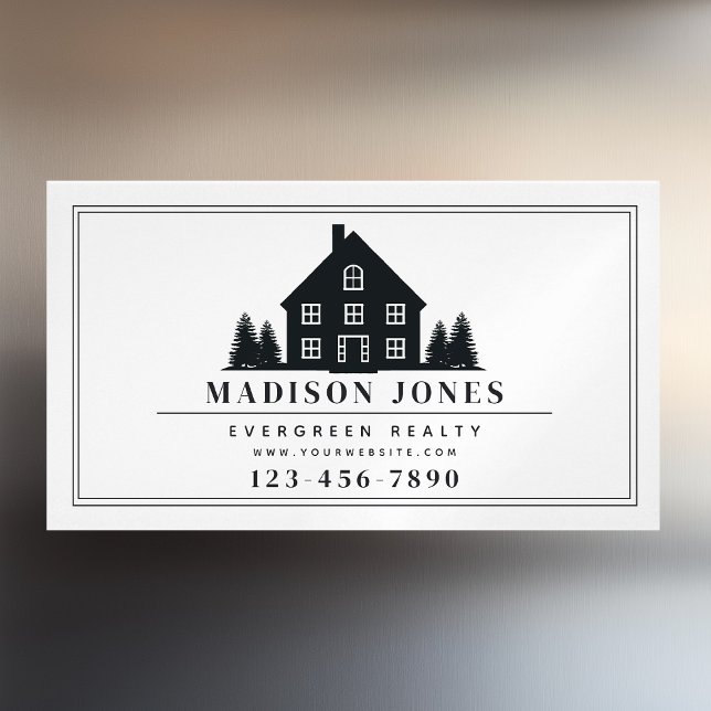 Minimal Rustic Real Estate Agent House Photo Busin Magnetic Business Card (Creator Uploaded)