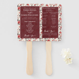 Minimal Rustic Rose Romantic Wedding Programs Hand Fan