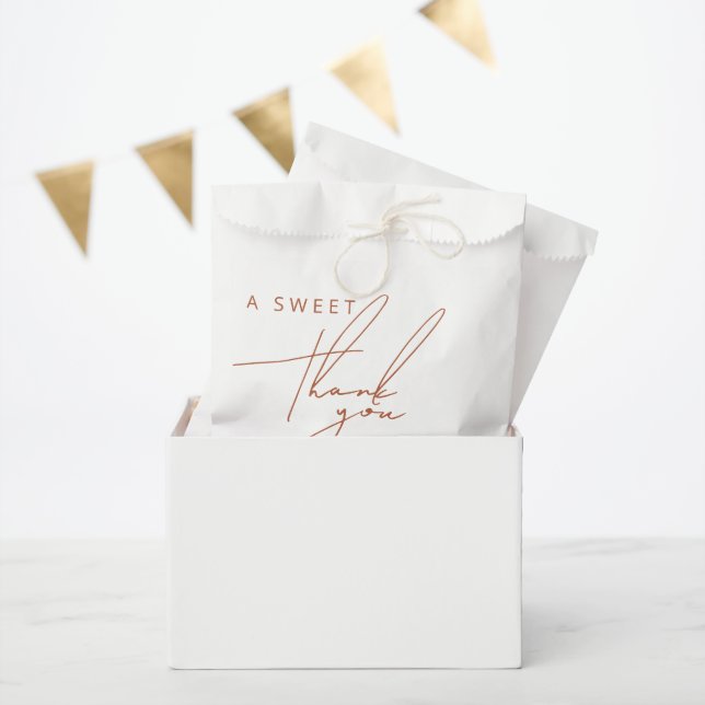Minimal Rustic Terracotta Sweet Thank You Wedding Favour Bags (Party)