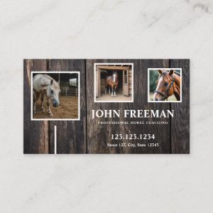 Minimal Rustic Wood Horse Photo Equestrian Business Card