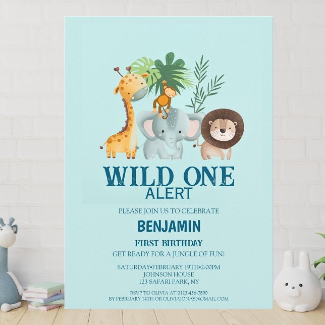 Minimal Safari Wild One Birthday  Invitation (Creator Uploaded)