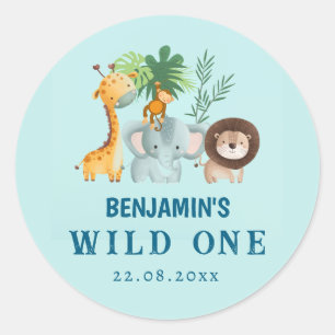 Minimal Safari Wild One Classic Round Sticker