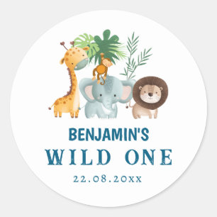 Minimal Safari Wild One  Classic Round Sticker