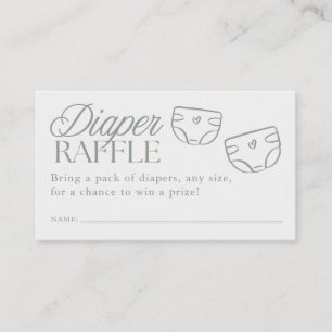 Minimal Sage Green Baby Shower Diaper Raffle Enclosure Card