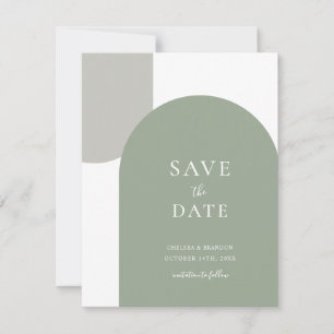 Minimal Sage Green Boho Arch Simple Script Wedding Save The Date
