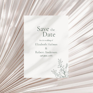 Minimal Sage Green Botanical Save the Date Invitation