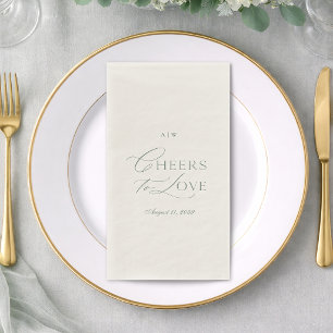 Minimal Sage Green Cheers to Love Wedding Napkin