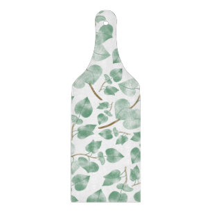 Minimal Sage Green Leaves Watercolor Pattern Cutting Board