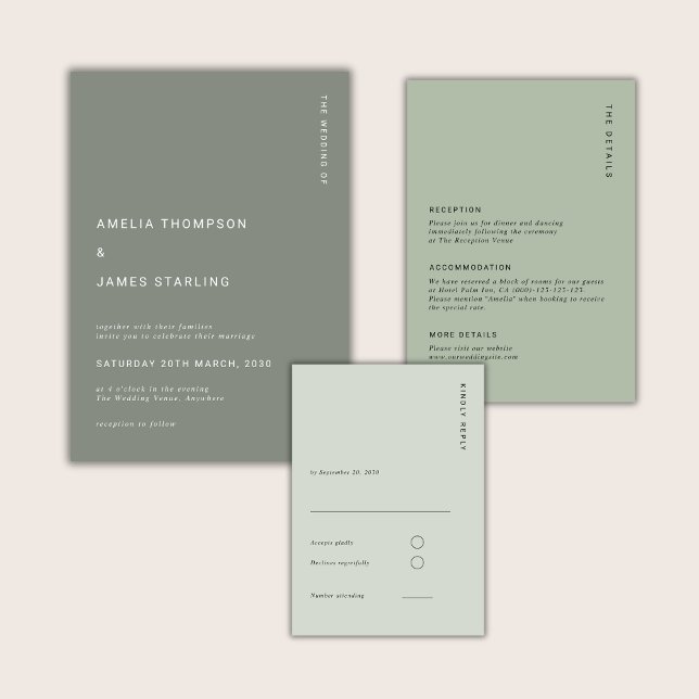 Minimal Sage Green Modern Simple Wedding Invitation (Creator Uploaded)