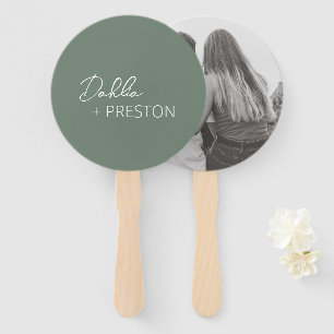Minimal Sage Green Modern Wedding Hand Fan