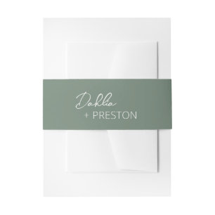 Minimal Sage Green Modern Wedding Invitation Belly Band