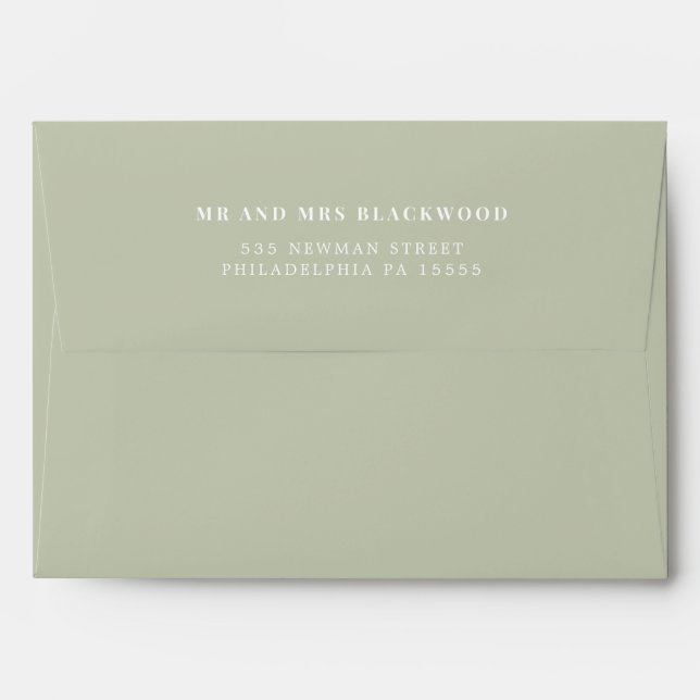 Minimal Sage Green Return Address Envelope (Back (Top Flap))