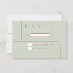 Minimal sage green rose gold rsvp card