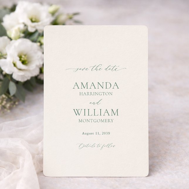 Minimal Sage Green Save the Date Card (Creator Uploaded)