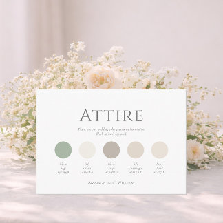 Minimal Sage Green Wedding Attire Colour Palette Invitation