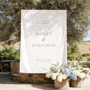 Minimal Sage Green Wedding Backdrop Tapestry