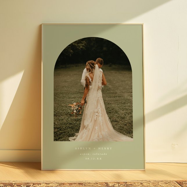 Minimal Sage Green Wedding Couple Photo Arch Poster (Creator Uploaded)