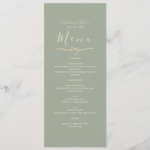 Minimal Sage Green Wedding Dinner Menu