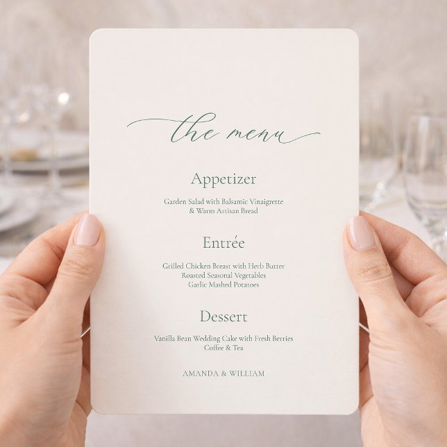 Minimal Sage Green Wedding Menu Card (Creator Uploaded)