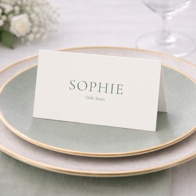 Minimal Sage Green Wedding Place Card (Creator Uploaded)