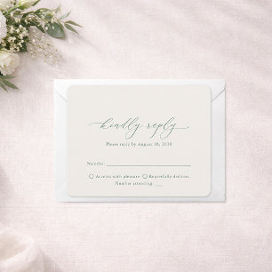 Minimal Sage Green Wedding RSVP Card