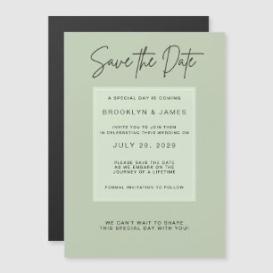 Minimal Sage Green Wedding Save The Date Magnetic Invitation