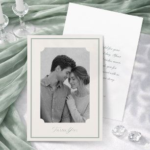 Minimal Sage Green Wedding Thank You Photo Card