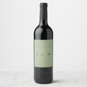 Minimal Sage Green Wedding Wine Label 