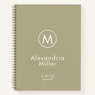 Minimal Sage Monogram To-Do List Journal