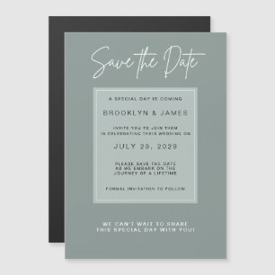 Minimal Sage Save The Date Magnetic Invitation