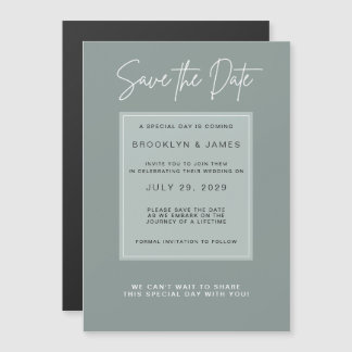 Minimal Sage Save The Date Magnetic Invitation