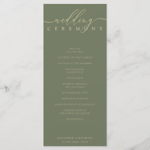 Minimal Sage Signature Script Wedding Ceremony Programme