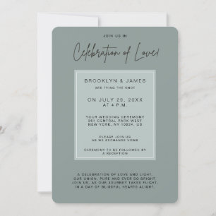 Minimal Sage Wedding Celebration Of Love Invitation