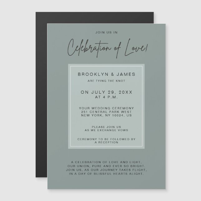 Minimal Sage Wedding Celebration Of Love Magnetic Invitation (Front/Back)