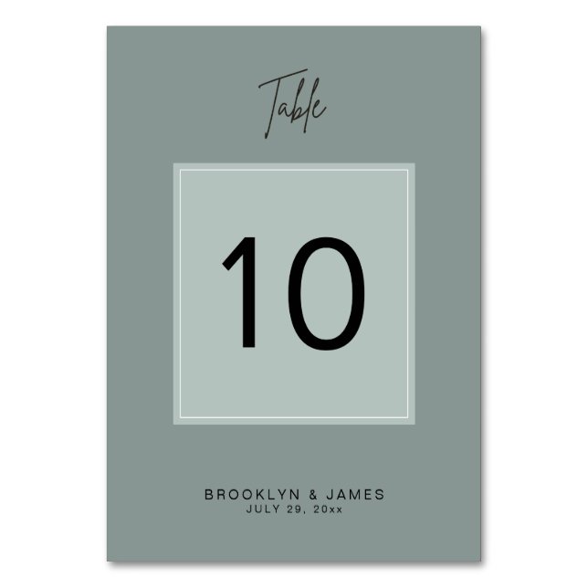 Minimal Sage Wedding Table Numbers (Front)