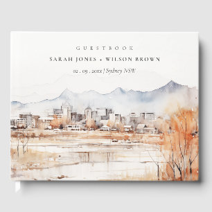Minimal Salt Lake City Utah Watercolor Wedding Guest Book