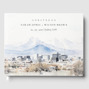 Minimal Salt Lake City Utah Watercolor Wedding Guest Book