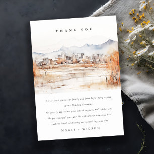 Minimal Salt Lake City Utah Watercolor Wedding Thank You Card
