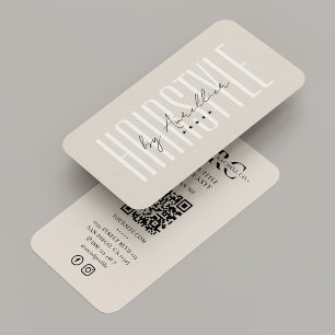Minimal Sand Hair Stylist Braids Salon Monogram Business Card