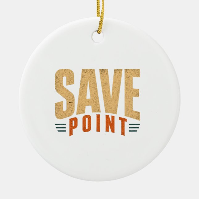 Minimal Save Point Gamer Ceramic Tree Decoration (Front)