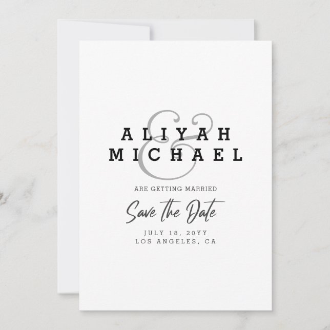 Minimal Save The Date Black White QR Code Wedding Invitation (Front)