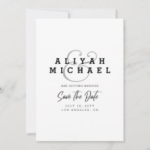 Minimal Save The Date Black White QR Code Wedding Invitation
