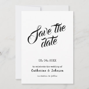 Minimal SAVE THE DATE  calligraphy text Invitation