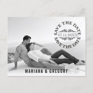 Minimal Save the Date modern wedding photo Announcement Postcard